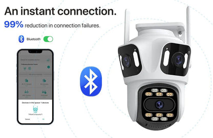 Three Lens Three Screen IP 12MP Camera WiFi External Dual Lens Auto Track Security PTZ 8MP HD Camera iCsee Video Surveillance