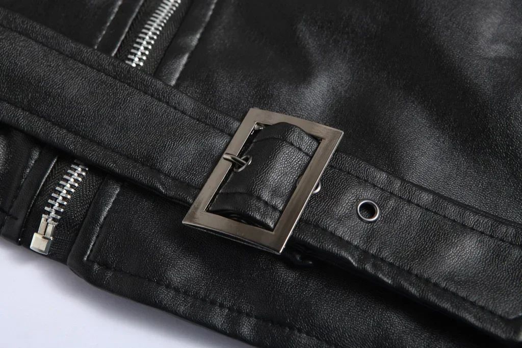 Men PU Leather Jacket Motorcycle Fashion Slim Fit Leather Coat Male Solid Turn-Down Collar Motorcycle Outwear Streetwear 4XL