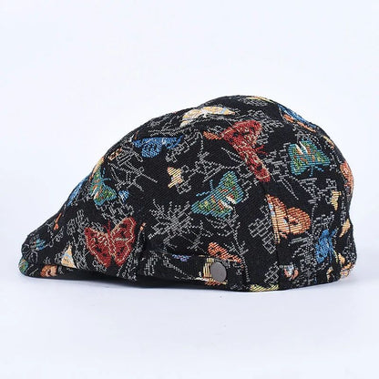 Boina Peaky Blinders Clássica Feminina Vintage Preta Bordada Bonés de Algodão Masculino Chapéu de Artista Respirável Verão Ao Ar Livre Hip Hop