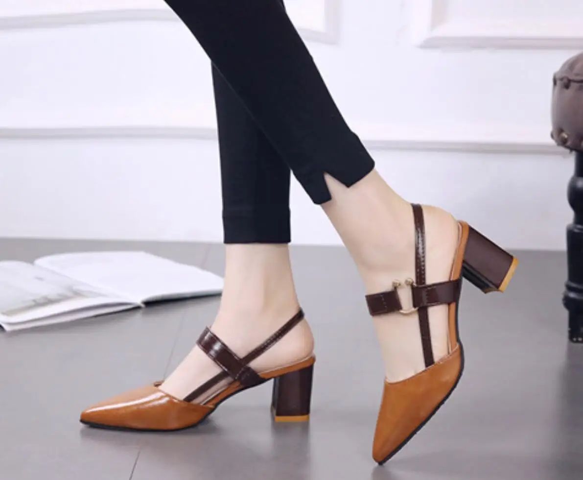 Women's Shoes Trend 2024 Shoe Genuine Leather Medium Heel Block Heels Mirror Luxury Designer Chunky Sandals Ladies Sexy Sandal