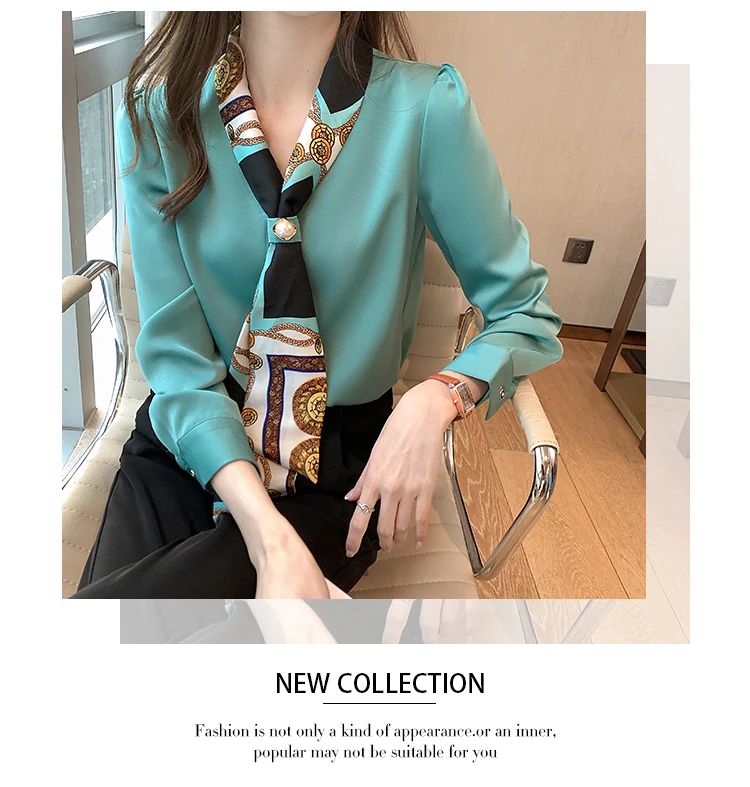 FANAN Elegant Fashion Office Lady Bow Solid Chiffon Shirts Women Clothing New Long Sleeve V-Neck Pullover Top Blouses Female2025