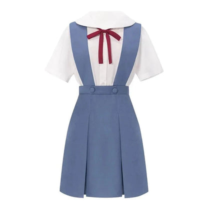 Rei Ayanami Cosplay Costume Asuka Langley Soryu Cosplay  Women School Uniform Dresses Wig Hair Clips Halloween Loli Clothing
