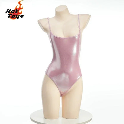 Summer Pool Party Three Point Swimsuit Bodysuit Uniform Costume Women Bell Leather One-piece Swimwear Outfit Cosplay