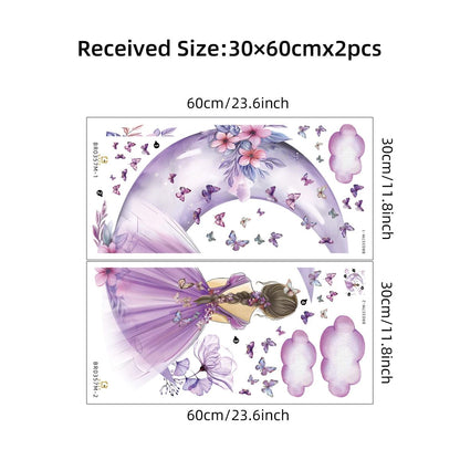 Girl Moon Butterflies Wall Stickers Kid Girls Room Bedroom Decoration Baby Nursery Home Decor Accessories Living Room Wall Decal