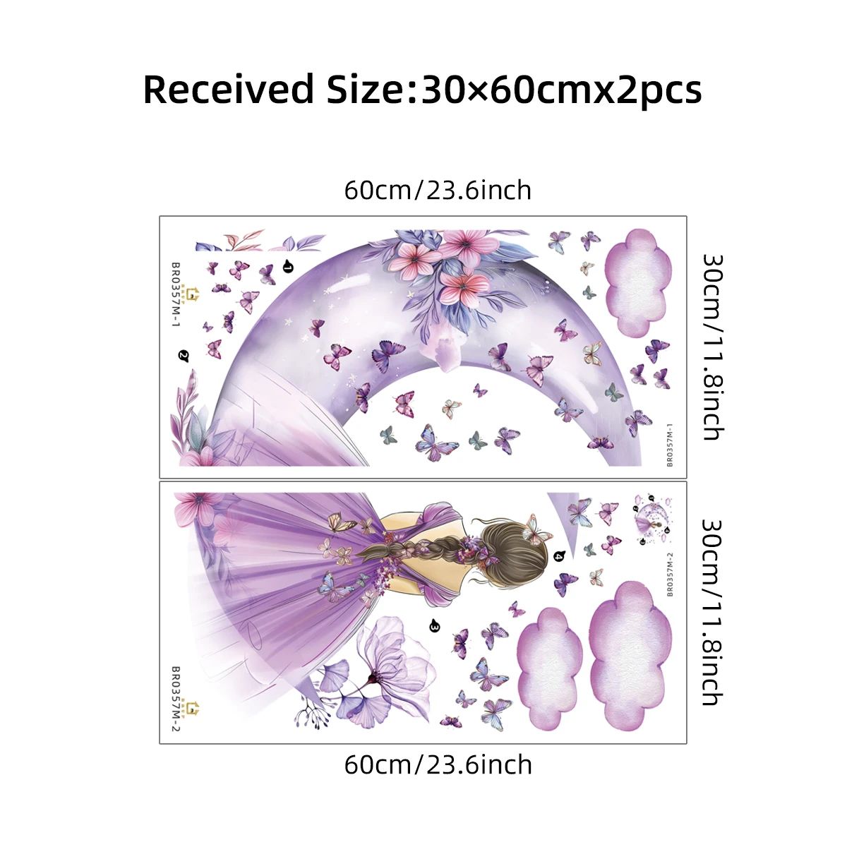 Girl Moon Butterflies Wall Stickers Kid Girls Room Bedroom Decoration Baby Nursery Home Decor Accessories Living Room Wall Decal