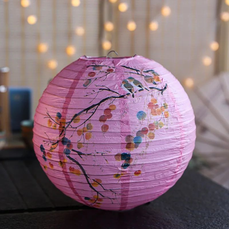 12Inch Printed Flower Round Chinese Paper Lanterns Birthday Wedding Decor Craft DIY Festival Lantern Party Supplies