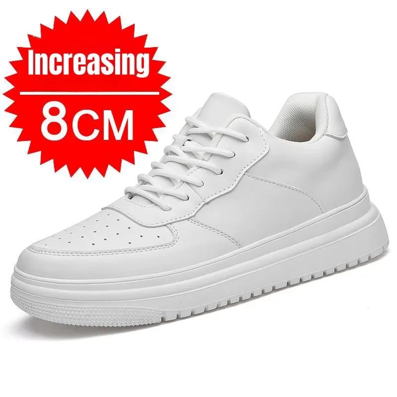 PDEP Tênis Masculino Aumento de Altura 10cm Invisível Elevador Branco Couro Esportivo Zapatillas De Hombre Tamanho Grande 46