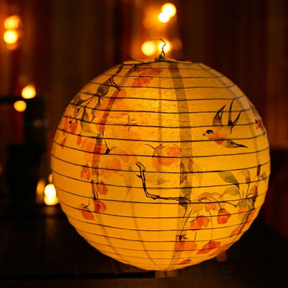 12Inch Printed Flower Round Chinese Paper Lanterns Birthday Wedding Decor Craft DIY Festival Lantern Party Supplies