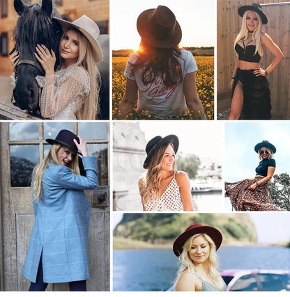 2025 Mulheres Homens Chapéu Panamá Fedora Aba Larga Proteção Solar Clássico Unissex Moda Chapéu Top para Festa Casamento Igreja