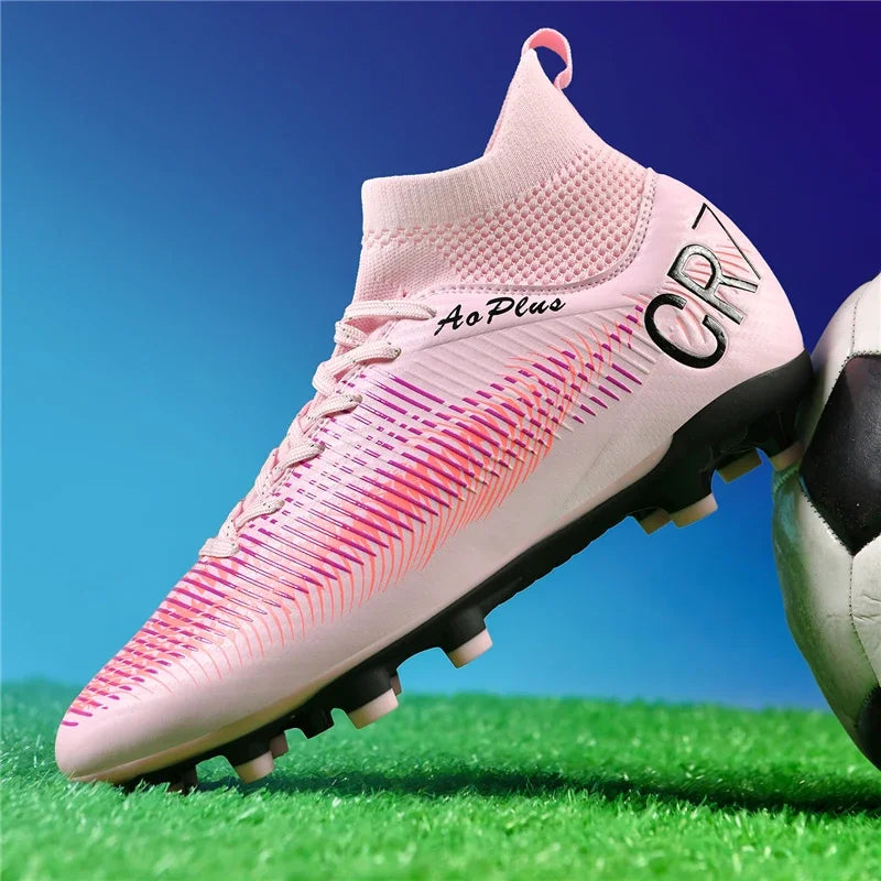 New Men Soccer Shoes Long Spikes Outdoor Sport Training Football Boots Cleats Adult Non Slip Boys Breathable Match Comfortable