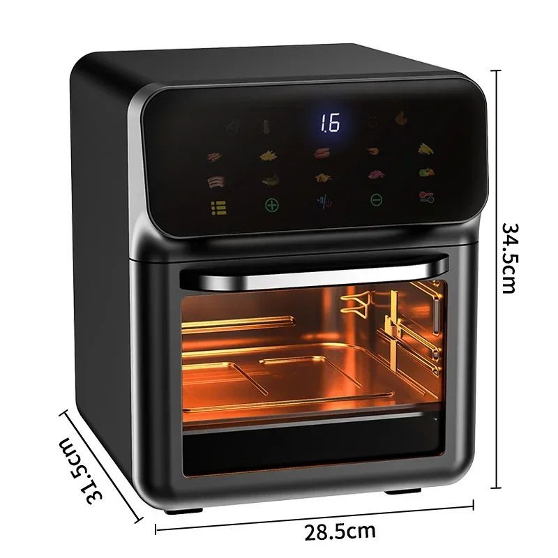 Fritadeira Elétrica de Ar 12L Forno de Convecção de Grande Capacidade Fritadeira Sem Óleo Cozinha 360° Cozedura Janela Visível Eletrodoméstico