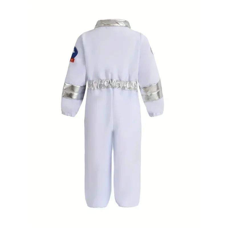 Children Astronaut Suit Space Costume Halloween Cosplay Party Outfit for Boys Girls School Performance Wear with Hat and Gloves