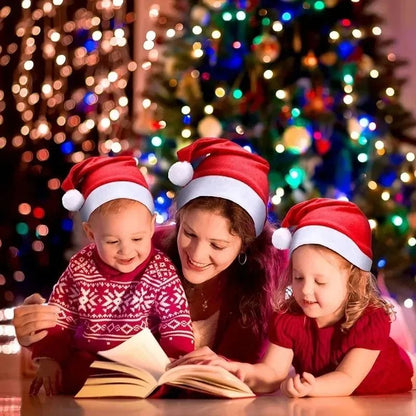 Chapéus de Natal Feliz Natal em Não-Tecido, Chapéus de Papai Noel para Adultos e Crianças, Bonés Vermelhos de Natal, Presentes de Decoração para Festa de Ano Novo Feminino e Masculino