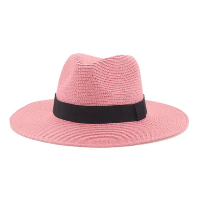 Large Size 56-58 59-60cm New Natural Panama Straw Hat Summer Men Women Wide Brim Beach UV Protection Fedora Sun Hat Wholesale