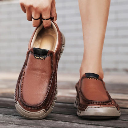 Men Handmade Genuine Leather Loafers Casual Comfortable High Quality Retro Business Shoes Spring and Autumn Men's Dress Shoes