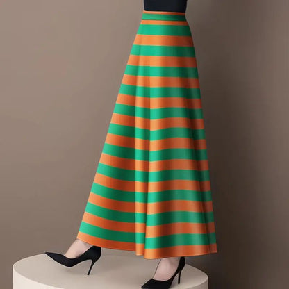 Retro Style Skirt Versatile Over-knee Skirt to Make You Look Slim Mid-length A-line Women's Big Hem Skirt