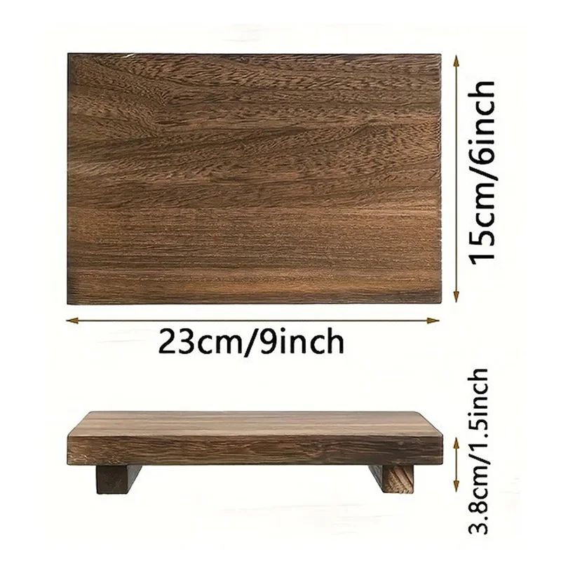 Bandeja de Madeira com Pedestal para Decoração de Banheiro, Organizador de Pia para Sabonete Líquido e Velas Perfumadas, Suporte para Temperos de Cozinha