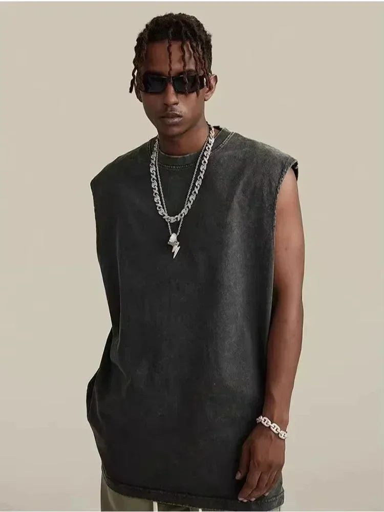 Luffy printed anime fitness vest summer new men s vest Y2k women s washed casual sleeveless shirt streetwear Harajuku