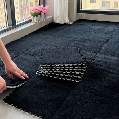 12Pcs Foam Puzzle Floor Mat Mat Interlocking Fluffy Playmat Plush Area Mat for Home Game Room Bedroom Decoration 30*30*1CM