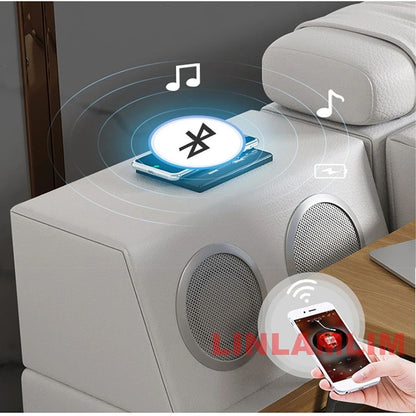 MINGDIBAO Modern MULTIFUNCTIONAL Tech SMART BED 2 People | FUTURISTIC FURNITURE | Ultimate Massage Tatami Genuine Leather Beds
