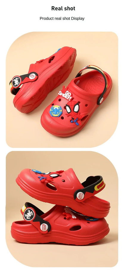Disney Children's Hole Slipper Summer Boy Fashion Cartoon Spiderman Sandals Kids Beach Shoes Soft Bottom Toddler Home Slipper