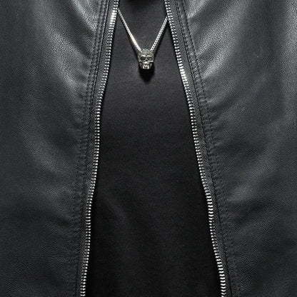 Leather Men's Jacket Spring and Autumn Casual Motorcycle Armored Jacket Black Motorcycle PU Leather Jacket Men's Clothing M-5XL