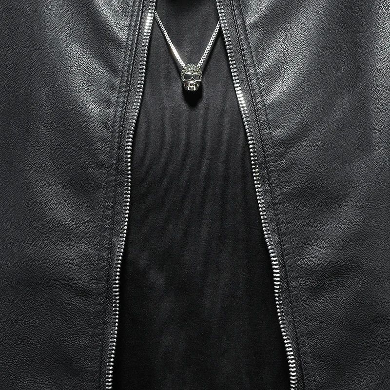 Leather Men's Jacket Spring and Autumn Casual Motorcycle Armored Jacket Black Motorcycle PU Leather Jacket Men's Clothing M-5XL