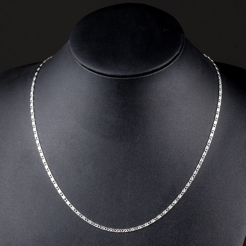 Men Women 2mm Flat Clavicle Chain Necklace S925 Sterling Silver Hypoallergenic Never Fade Multi Size 40-75cm Minimalist Fine Jewelry Gift Christmas Wedding Birthday Anniversary Wholesale