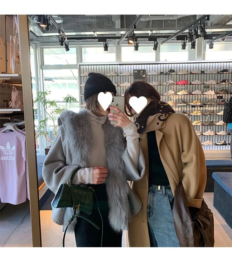 Casaco Feminino de Lã de Comprimento Médio Outono Inverno Estilo Camel Hepburn Casaco Folgado Marca Chinesa de Moda