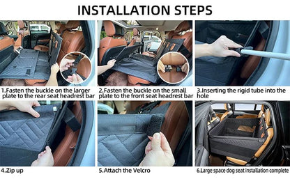 Cama Ninho para Carro para Pets, Extensor de Rede para Banco Traseiro de Cobertura Total para Carros, Impermeável e à Prova de Arranhões com Bolso de Malha para Cães de Todos os Tamanhos