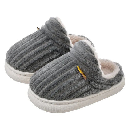 Winter warm cotton slippers for adults and children Toe Wrap Cotton Slippers Thick Soft Sole Slides Men Women Non-slip Shoes