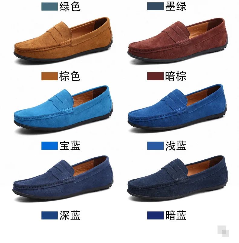 High Quality Leather Men Loafers  Slip on Mens Casual Shoes Fashion Flats Male Driving Shoes Moccasins Ten Colors Size 38-47