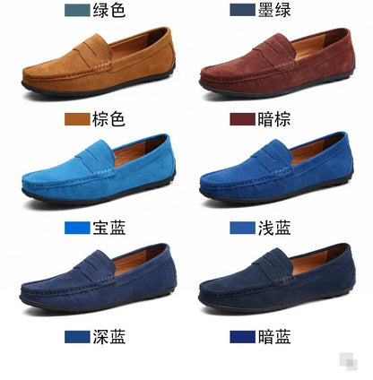 High Quality Leather Men Loafers  Slip on Mens Casual Shoes Fashion Flats Male Driving Shoes Moccasins Ten Colors Size 38-47