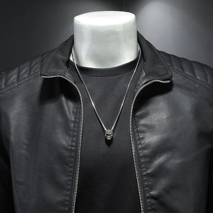 Motorcycle PU Leather Jacket Men Winter Leahter Jacket Male Stand Collar Casual Windbreaker trendy mens clothing black blue coat