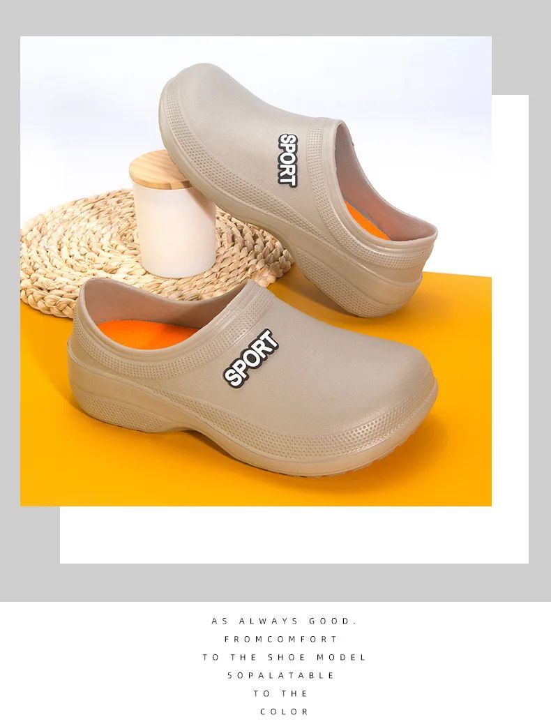 2025 New Kitchen Shoes Non-Slip Oil-Resistant Chef Rain Shoes Restaurant Food Work Shoes Comfortable EVA Material for Men