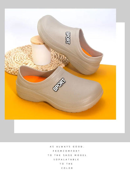 2025 New Kitchen Shoes Non-Slip Oil-Resistant Chef Rain Shoes Restaurant Food Work Shoes Comfortable EVA Material for Men