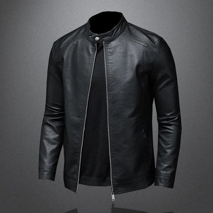 Leather Men's Jacket Spring and Autumn Casual Motorcycle Armored Jacket Black Motorcycle PU Leather Jacket Men's Clothing M-5XL