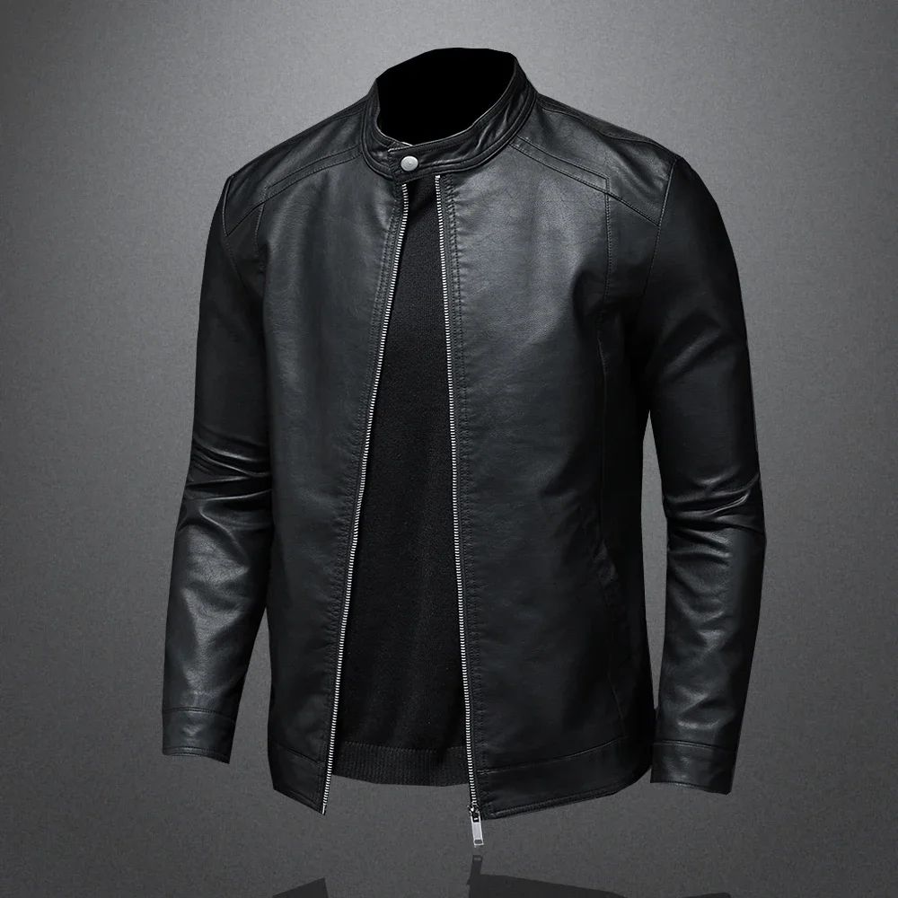 Leather Men's Jacket Spring and Autumn Casual Motorcycle Armored Jacket Black Motorcycle PU Leather Jacket Men's Clothing M-5XL