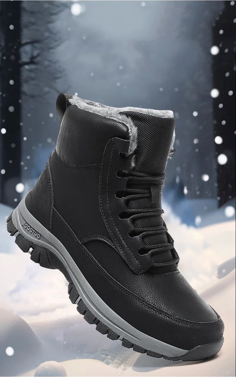 NeW Men Winter Snow Boots For Waterproof Leather Sneakers Super Warm Men's Boots Outdoor Male Hiking Boots Work Shoes Size 39-48