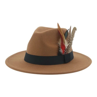 Chapéu Fedora Inverno Feminino Chapéus Masculinos Chapéu de Feltro Pena Luxo Moda Casual Decoração Casamento Homens Mulheres Fedora Chapeau Femme Touca