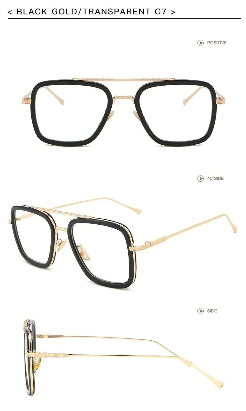 Tony Stark Sunglasses Iron Man Sun Glasses Vintage Square Metal Frames Men Sun Glasses Women's Driving Eyewear UV400 Glasses