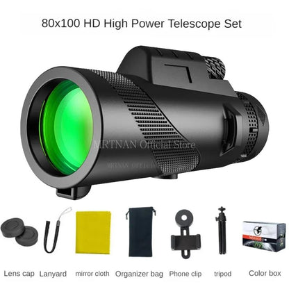 Telescópio Portátil Zoom HD 80X100 Dobrável de Longa Distância Mini Telescópio Potente para Caça Esportes Acampamento ao Ar Livre Viagens