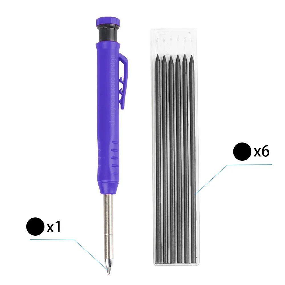 3Colors Refill 2.8mm Solid Carpenter Pencil Set Mechanical Pencil Cap Carpentry Marking Scriber Construction Woodworking Tools