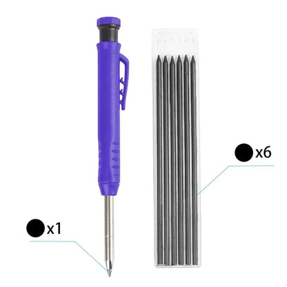 3Colors Refill 2.8mm Solid Carpenter Pencil Set Mechanical Pencil Cap Carpentry Marking Scriber Construction Woodworking Tools