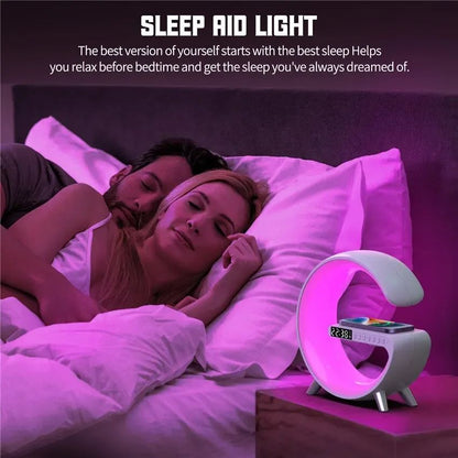 Caixa de Som Bluetooth Multifuncional BIG G Luz Noturna RGB Carregador Sem Fio Rápido Suporte para iPhone Samsung Xiaomi Estação de Carregamento
