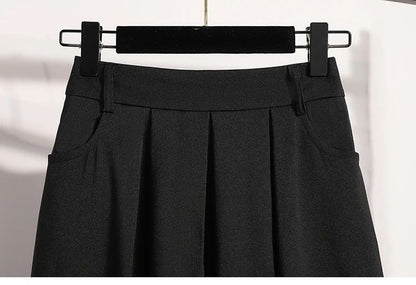 Solid Versatile Medium Length Pleated Skirt 2026 Plus Size Skirts A-Line Maxi Gown Spring Autumn New Half-length Umbrella Skirt