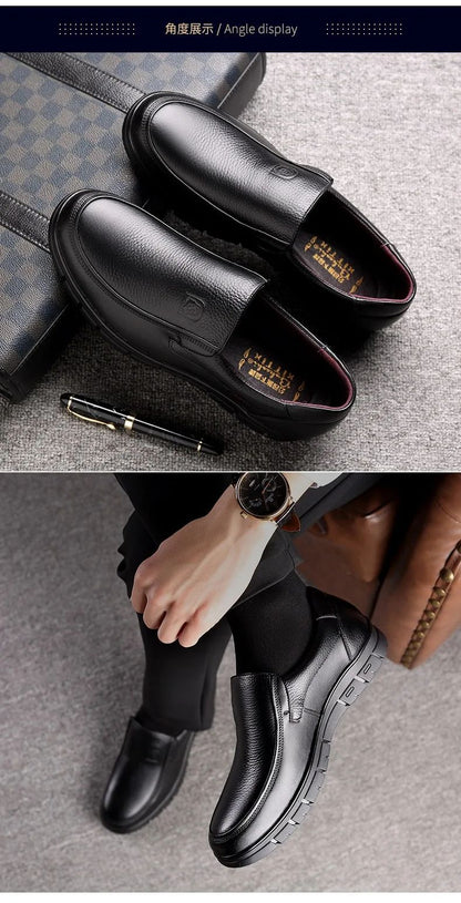 Men Genuine Leather Businenss Loafers Handmade Shoes Non-slip Man Flat Driving Walking Man Soft Luxury Dad Dress Office Shoes