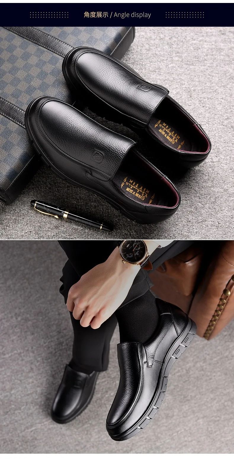 Men Genuine Leather Businenss Loafers Handmade Shoes Non-slip Man Flat Driving Walking Man Soft Luxury Dad Dress Office Shoes