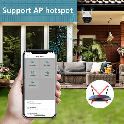 4K 8MP WiFi PTZ IP Camera Human Body Detection Indoor Outdoor Waterproof Color Night Vision Home Security Surveillance System