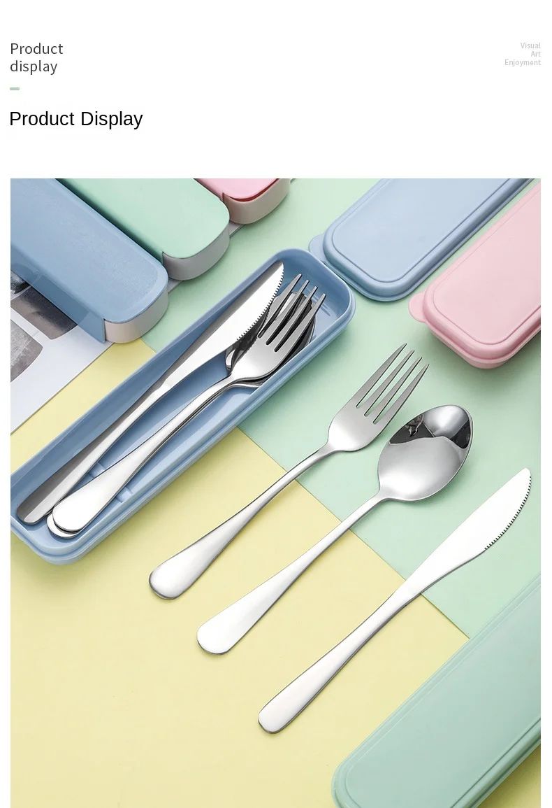 Portable Stainless Steel Cutlery Suit with Storage Box Chopstick Fork Spoon Knife Travel Tableware Set Camping Cutlery